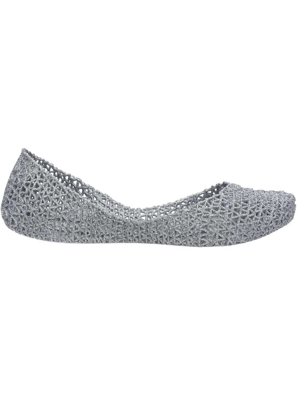 MELISSA Campana Papel VII Women's Silver Mesh Ballet Flat Glitter Size 9 EUC
